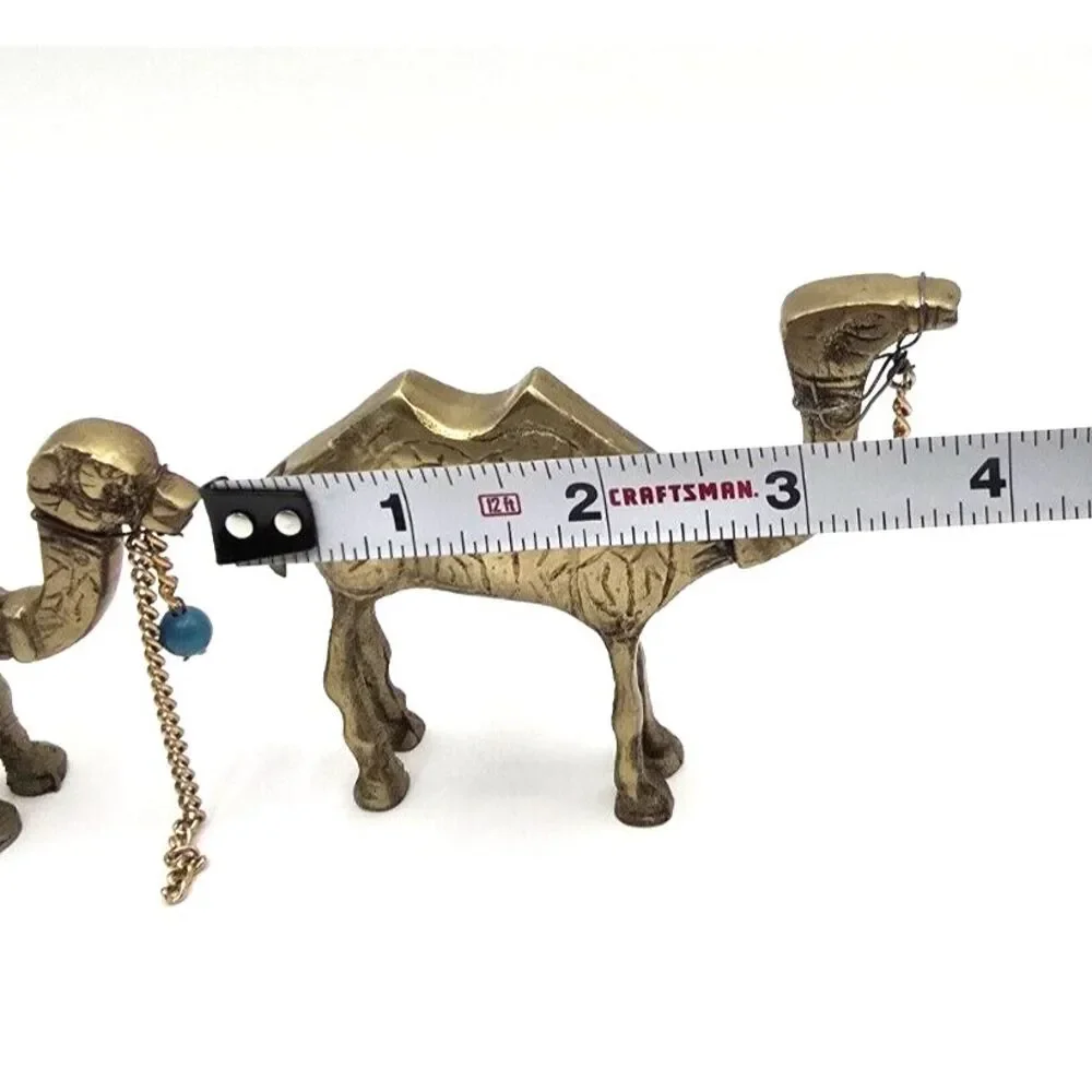 3 Camel, donkey caravan, brass bronze mini animal